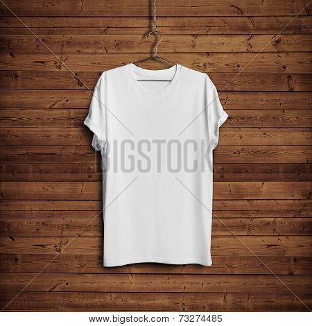 White T-shirt On Wood Wall