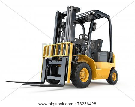 Forklift truck on white isolated background. 3d