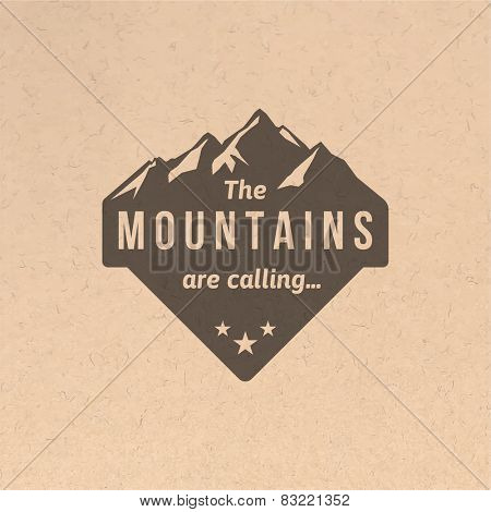 Mountain label with type design in vintage style