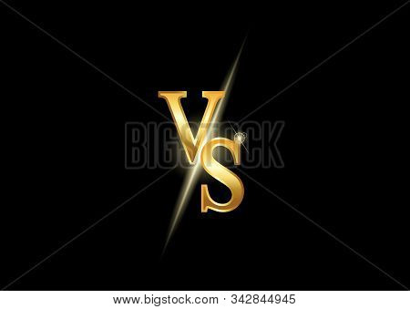 Versus Luxeury Gold Letters. Shining Competition Symbol. Vs Letters For Sports, Fight, Competition, 