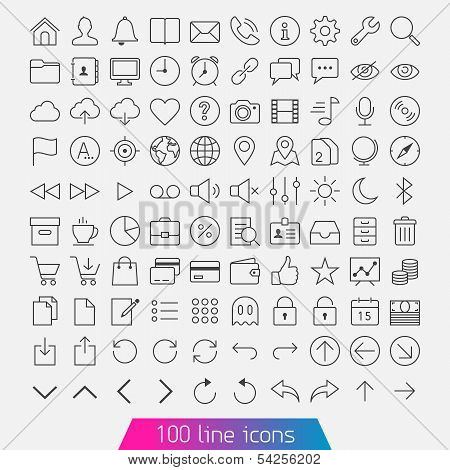 100 Line Icon Set.