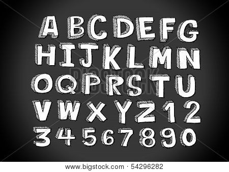 vector real Hand drawn letters font written with a pen