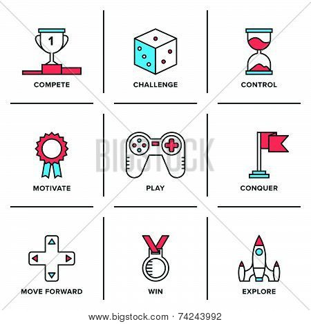 Competitive Advantage Line Icons Set