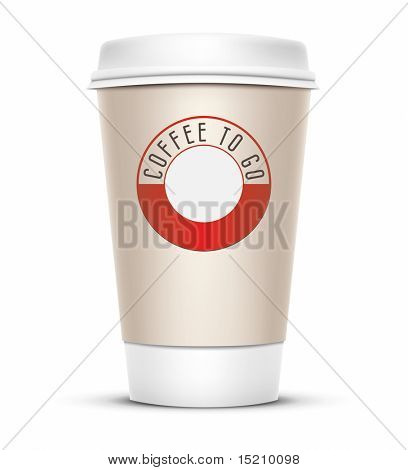 Una ilustración de vector de taza de café con el café de palabras para llevar