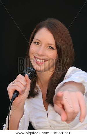 Beautiful young woman singing