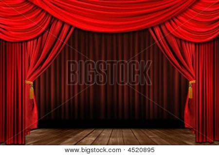 Dramatic Red Old Fashioned Elegant Theater Stage