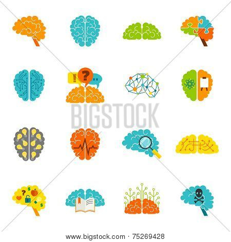 Brain icons flat