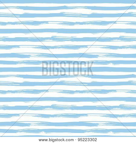 Vector seamless pattern with blue brush strokes. Striped background inspired by navy uniform