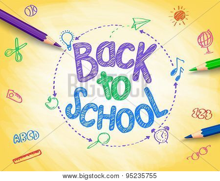 Back to School Title Written by a Colorful Pencils or Crayons