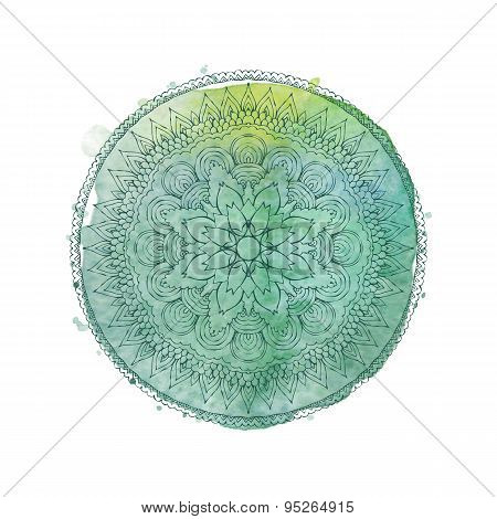 Watercolor Mandala. Vector Isolated Element