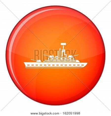 Military warship icon in red circle isolated on white background vector illustration