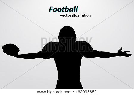 silhouette of a football player. Background and text on a separate layer, color can be changed in one click. Rugby. American football