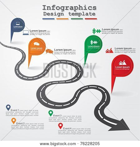 Road infographic layout. Vector illustration.