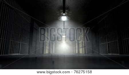 Jail Corridor And Cells