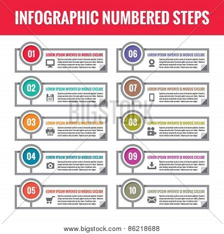 Infographic numbered steps. Infographic vector concept. Infographic vector template.