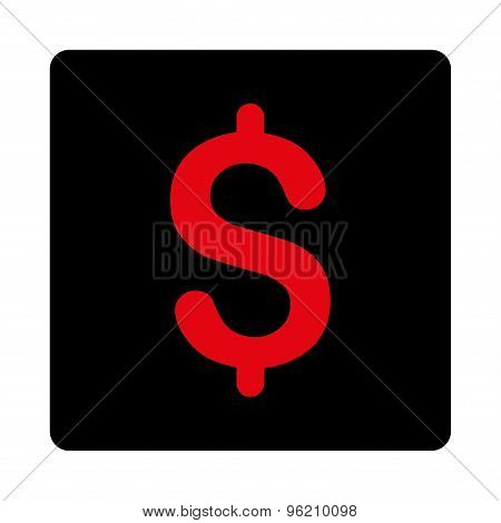 Dollar flat intensive red and black colors rounded button