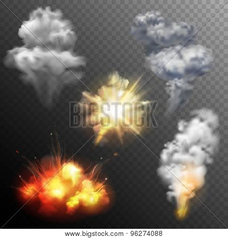 Firework explosions shapes set