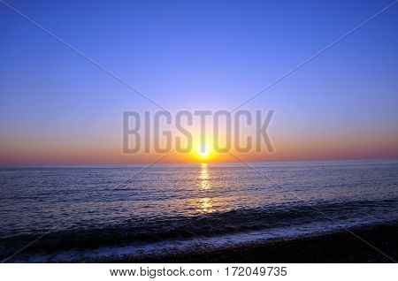 Sunset. Beautiful sunset Black Sea. Painting Sea sunset. The sea at sunset. Amazing sea sunset. Sunset sea waves. Summer Sunset. Beautiful seascape evening sunset sea and sky horizon.