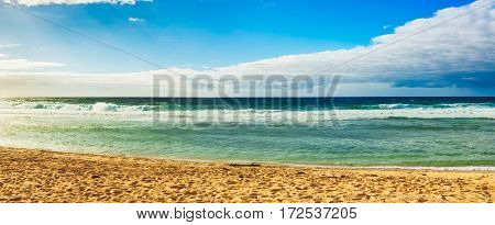 Gris-Gris beach at sunrise. Mauritius. Panorama