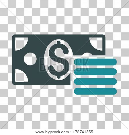 Dollar Cash icon. Vector illustration style is flat iconic bicolor symbol, soft blue colors, transparent background. Designed for web and software interfaces.