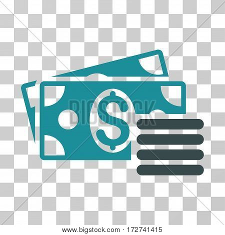 Dollar Cash icon. Vector illustration style is flat iconic bicolor symbol, soft blue colors, transparent background. Designed for web and software interfaces.