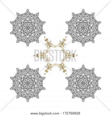 White Christmas Frame With Abstract Snowflakes And Dots On White Background. Vector Illustration Wit