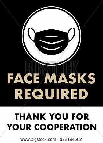 Face Masks Required Sign | Vertical Facemask Poster For Restaurants And Retail Businesses | Covid-19