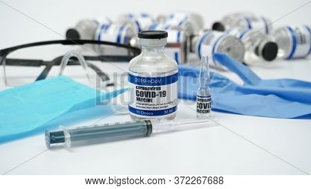 Covid-19 Corona Virus 2019-ncov Vaccine Vials Medicine Drug Ampoule Bottle Syringe Injection Medical