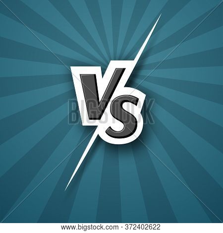 Versus Vs Logo Icon Letter Vs On A Blue Background Of Line Rays Blank Template Background For Team C