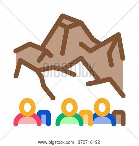 People Rocky Mountain Icon Vector. People Rocky Mountain Sign. Color Symbol Illustration