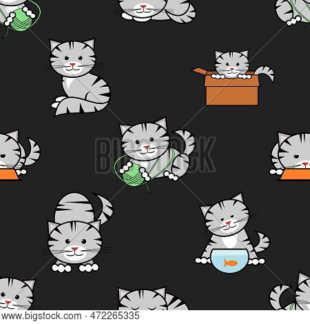 Seamless Repeating Pattern With Adorable Cute Cats