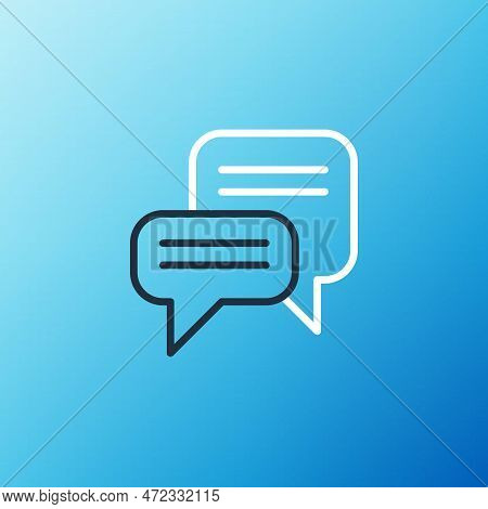 Line Speech Bubble Chat Icon Isolated On Blue Background. Message Icon. Communication Or Comment Cha