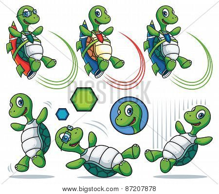 Cartoon Turtle Character Set