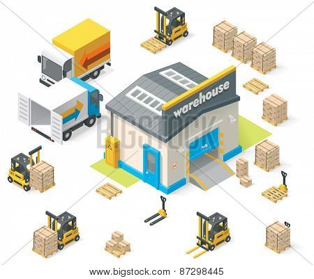 Vector isometric warehouse building icon