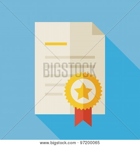 Flat Award Diploma Illustration With Long Shadow