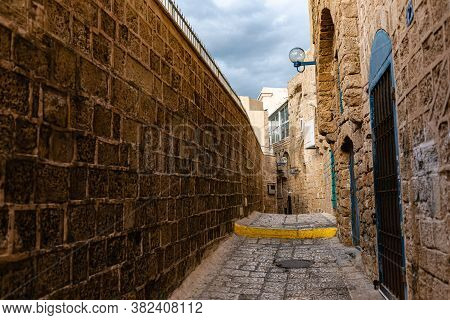 Old Street Of Jaffa In Tel-aviv, Israel. Old Buildings Of Jaffa.