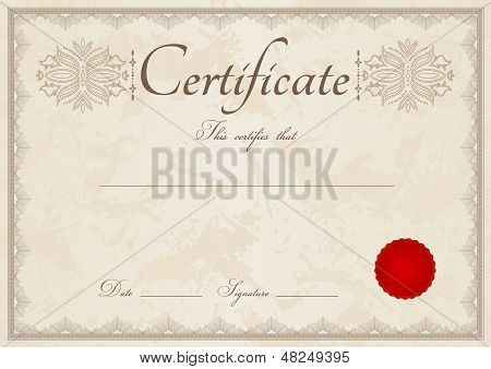 Certificate / Diploma template with guilloche pattern (tracery)