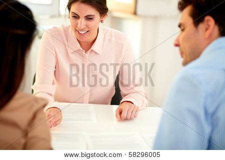 Financial Advisor Lady Explaining Application Form