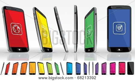 Black Smart Phone - Multiple Views