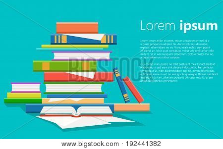 Stack Of Books Vector Illustration. Pile Of Books Isolated From Background. Stack Of Colored Books I