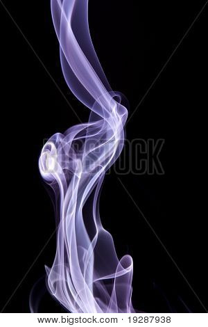 Purple smoke wisp rising against black background