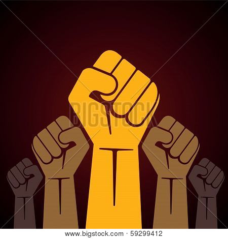 illustration of clenched fist held high in protest stock vector