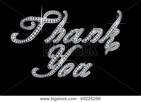 Thank You In Script Diamond Bling Letters