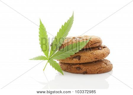 Cookies With Hemp Leaf Isolated.