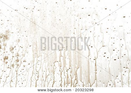 Muddy water drip patterns on a white background