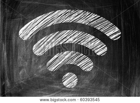 Wireless Symbol Drawn on a Blackboard