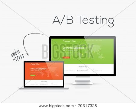 A/B testing optimization in website design vector illustration