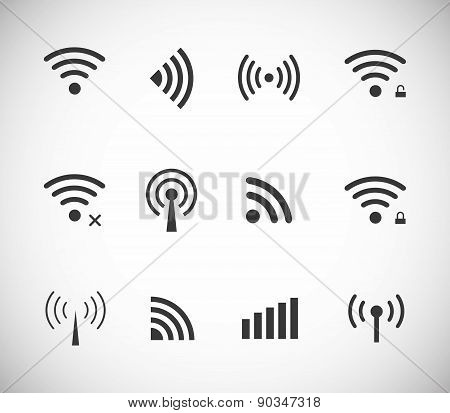 Set Of Different Black Vector Wireless And Wifi Icons