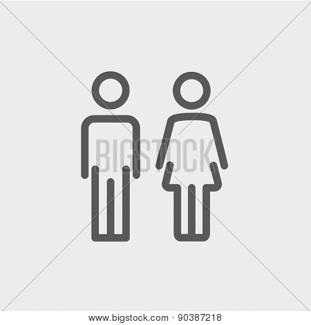 Male and female icon thin line for web and mobile, modern minimalistic flat design. Vector dark grey icon on light grey background.