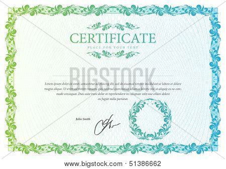 Certificate. Vector pattern that is used in currency and diplomas